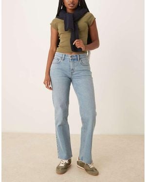 Abercrombie & Fitch Curve Love Ultra High Rise Ankle Straight Jeans - Blue