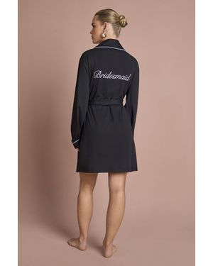 Boohoo Bridal 'Bridesmaid' Jersey Embroidered Mini Robe - Blue