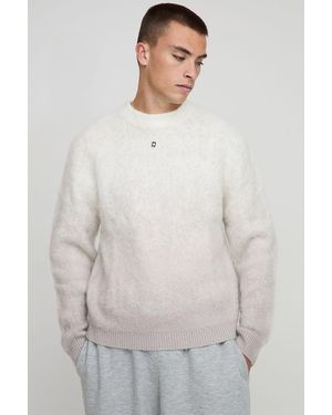 BoohooMAN Boxy Brushed Ombre Striped Jumper - White