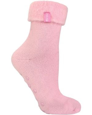 THMO 1 Pack Ladies Soft Plush Lined Slipper Bed Socks - Pink