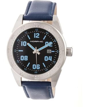 Morphic M63 Series Leather-Band Watch W/Date - Metallic