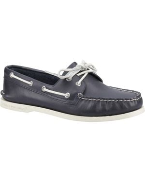 Sperry Top-Sider Authentic 2 Eye Leather Boat Shoes - Blue