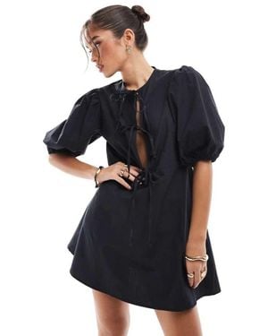 ASOS Tie Front Mini Dress - Blue