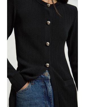 Karen Millen Dome Button Longline Knitted Cardi - Black
