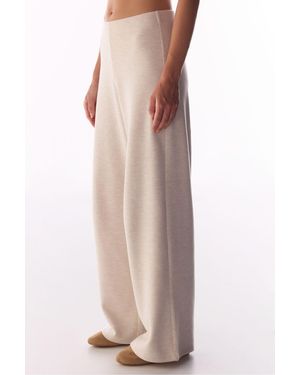 Penti Melange Warm Wide Leg Trousers - Natural