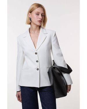Karen Millen Tailored Textured Single Breasted Jacket - White