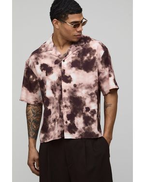 BoohooMAN Oversized Boxy Distorted Print Shirt - Black