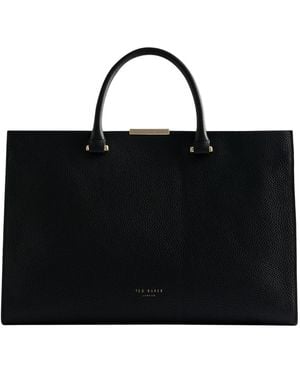 Ted Baker Rosane Bar Detail Medium Tote Bag Leather - Black