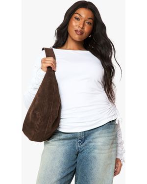 Boohoo Plus Ruched Sleeve And Body Long Top - White