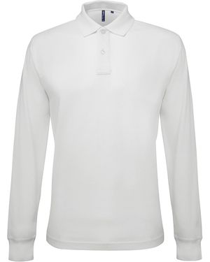 Asquith & Fox Classic Fit Long Sleeved Polo Shirt - White