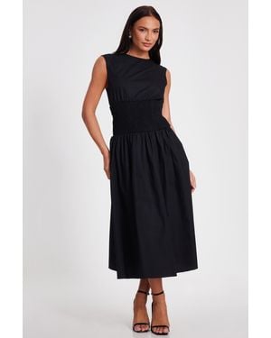 Quiz Shirred Waist Midaxi Dress - Black