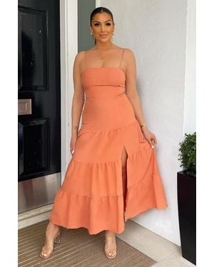 AX Paris Terracotta Strappy Smock Midi Dress - Orange