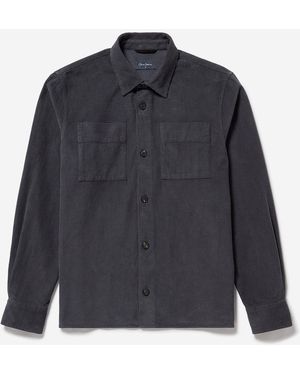 Oliver Sweeney Garment Dyed Textured Cotton Overshirt - Blue