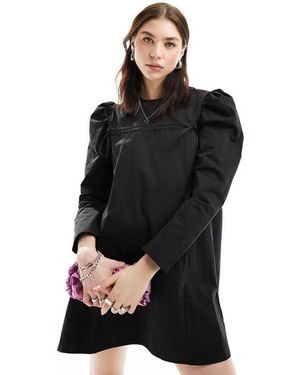 Ghospell Ruched Drawstring Mini Dress - Black