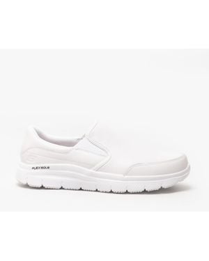 Skechers Work 77071Ec Flex Advantage- Bronwood Sr Occupational Shoes Leather - White