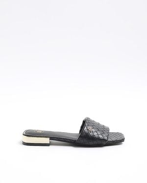 River Island Woven Flat Sandals - White