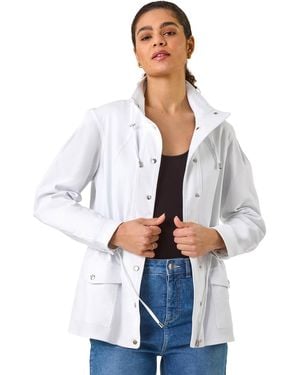Roman Buttoned Safari Jacket - White