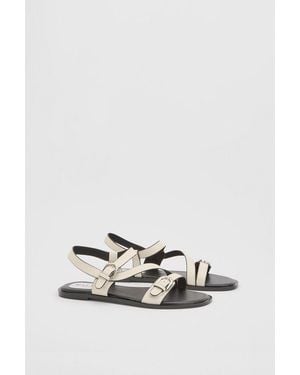 Wallis Sheska Faux Leather Buckle Detail Asymmetrical Flat Sandals - White