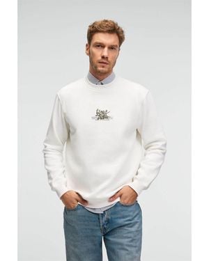 Grimelange Printed Logo Crew Neck Sweatshirt - White