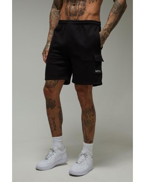 BoohooMAN Tall Active 7Inch Loose Fit Cargo Short - Black