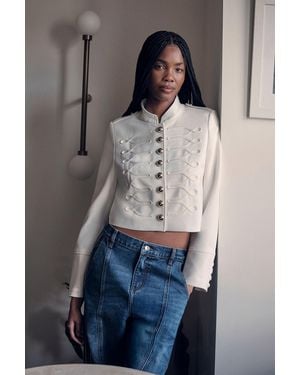 Karen Millen Compact Stretch Tape Detail Military Jacket - Grey