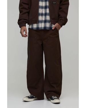 BoohooMAN Barrel Fit Carpenter Trouser - Black
