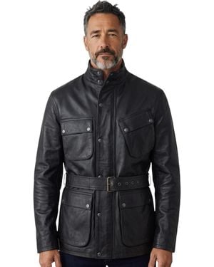 Infinity Leather Lamb Safari Parka Jacket - Black