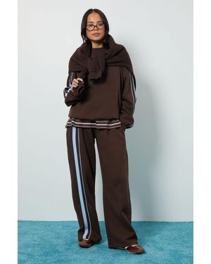 Boohoo Double Side Striped Oversized Sweatshirt - Brown