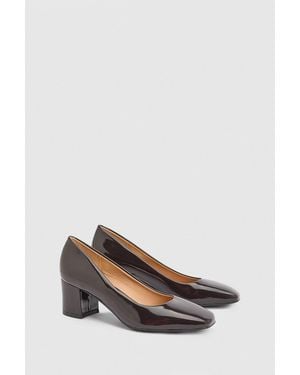 Good for the Sole Bonita Faux Patent Leather Medium Block Heel Court Shoes - White