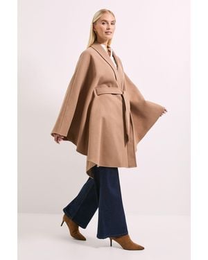 PRINCIPLES Double Faced Belted Cape Coat - Blue