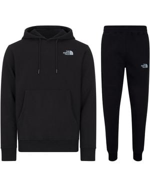 The North Face Outline Logo Hooded Tracksuit Set Cotton - Black