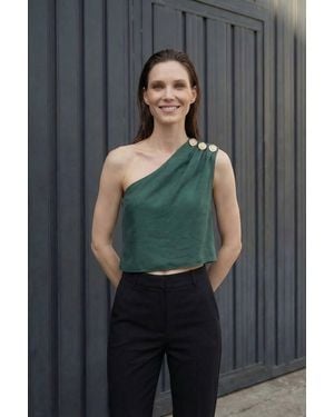 My Fashion Asymmetrical Collar Sleeveless Chiffon Top - Grey