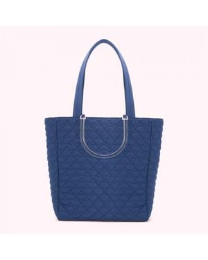 Lulu Guinness Quilted Lips Lyra Tote Bag Leather - Blue