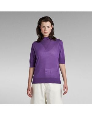G-Star G-Star Raw Core Mock Neck Knitted Top - Purple