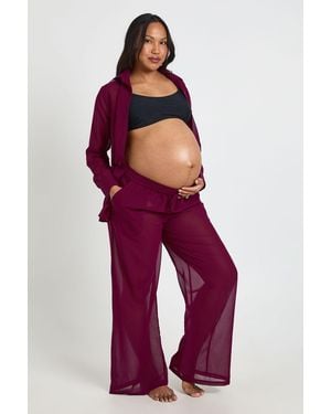 Boohoo Maternity Chiffon Beach Trouser - Red