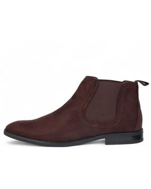 Infinity Leather Bown Suede Chelsea Boots Real Lined Slip-On - Brown