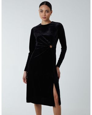 Blue Vanilla Vanilla High Neck With Keyhole Detail & Long Sleeve Dress - Black