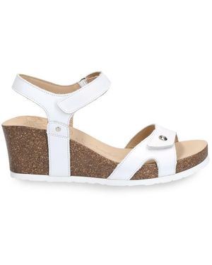 Panama Jack Julia B1 Wedge Leather Sandals - White