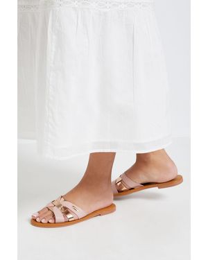 Good for the Sole Myla Faux Leather Interwoven Flat Mules - White