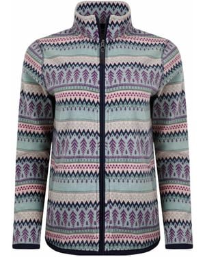 Weird Fish Ladies Rochelle Printed Full Zip Fleece Jacket (Frosty Spruce) - Blue