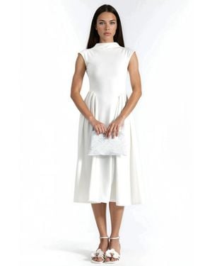 Busem Textured Panelled Midi Dress - White