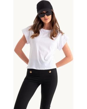 Hiccup Round Neck Casual T-Shirt - White