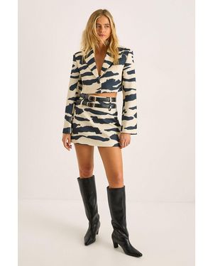 Nasty Gal Tiger Tailored Double Belted Mini Skirt - Yellow