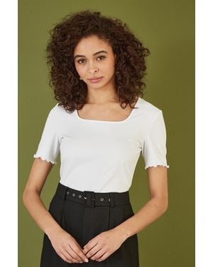 Yumi' Cotton Jersey Lettuce Trim T-Shirt - Green