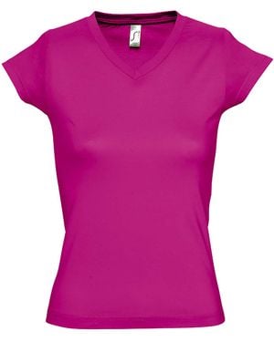 Sol's Ladies Moon V Neck Short Sleeve T-Shirt Cotton - Purple