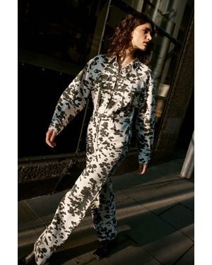 Nasty Gal Denim Dalmatian Print Jumpsuit - Black