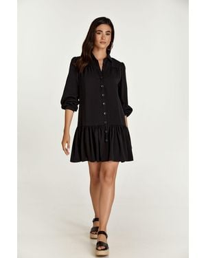 Conquista Tencel Dress With Buttons - Black