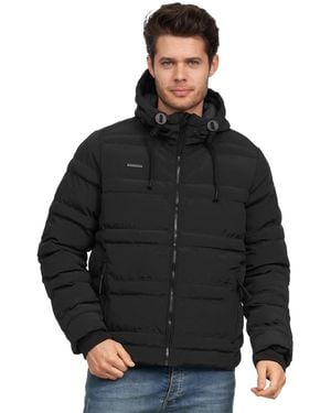 Brave Soul Bravesoul Puffer Jacket Winter Hooded Coat - Black