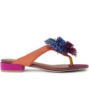 Kurt Geiger Suede Pom Pom T Bar Flat Sdl Sandals - Blue
