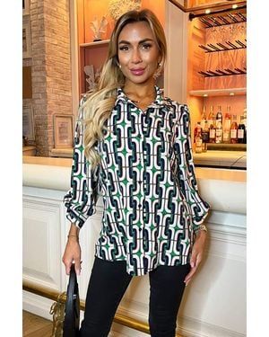 AX Paris And Geometric Printed 3/4 Sleeve Shirt - Multicolour